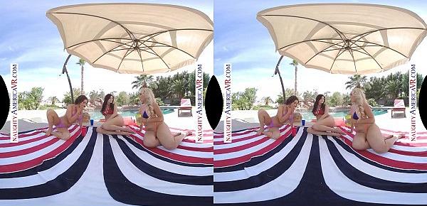  Naughty America VR - Pool Party turns into hot foursome on Memorial Day